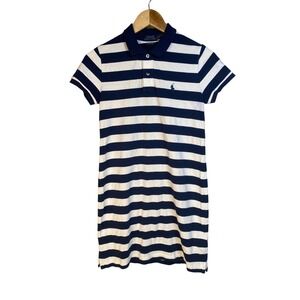 Polo Ralph Lauren Mesh Mini Dress XS Preppy Coastal Old Money Breton Stripe